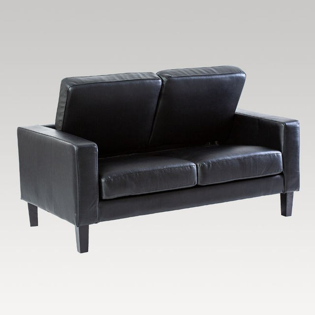 Black 3 seater sofa with sleek design, made of durable PU, sturdy Finland timber frame, and easy-to-clean removable cover.