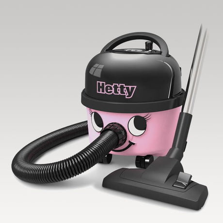 Cheerful Hetty Vacuum Cleaner with powerful Twinflo motor, dual-speed settings, and innovative cable storage for effective cleaning.