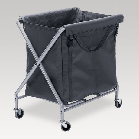 Heavy-duty 150L laundry trolley with foldable design, drag handles, and durable wheels for easy transport and storage.