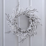 White Christmas berry wreath, 45cm, designed for festive door decor, eco-friendly, and perfect for creating winter charm.