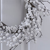 Artificial white berry Christmas wreath, 45cm, perfect for festive door decor with eco-friendly packaging.