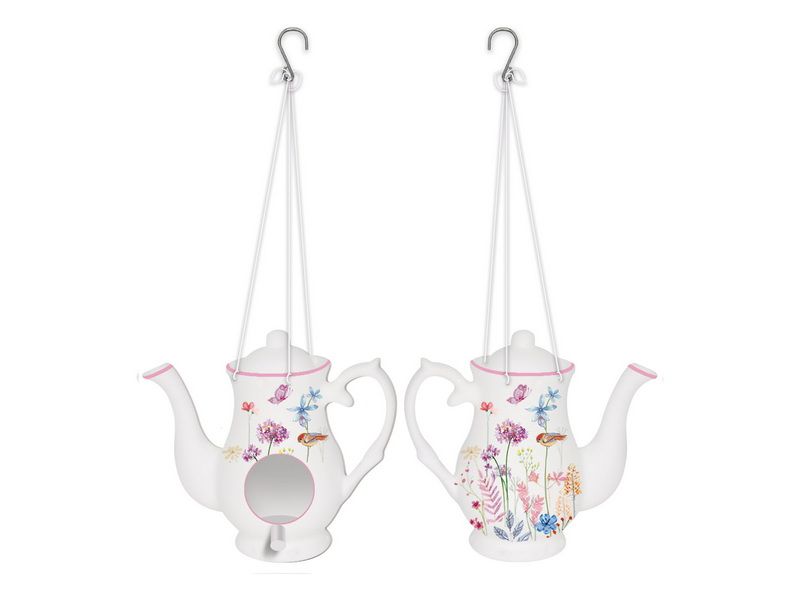 Set of 2 ceramic hang jugs with floral design, perfect for wall displays and versatile home decor.