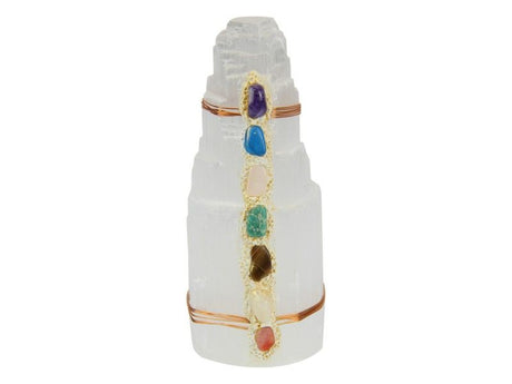 Selenite Tower (13cm) enhances energy flow, clarity, and tranquility in your space, ideal for decor and chakra healing.