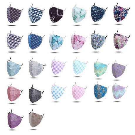 Set of 72 assorted face masks featuring vibrant colors and designs, combining style, comfort, and effective filtration.