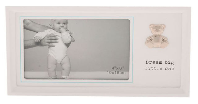 Set of 2 elegant silver frames with dreamy blue accents for 6 x 4-inch photos, enhancing home decor with style.