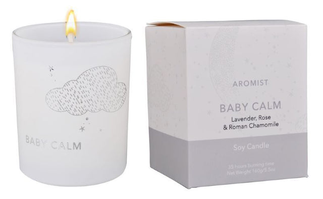 Aromist Baby Calm candle set of 2, 160g each, infused with calming essential oils for a serene nursery atmosphere.