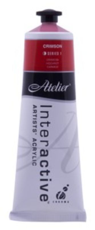 Vibrant Atelier 80ml Crimson acrylic paint for versatile techniques and effortless blending in artistic creations.