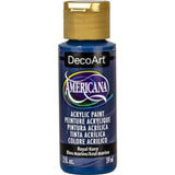 Deep blue Americana Acrylics 2oz Royal Navy paint, ideal for versatile projects on various surfaces with a durable matte finish.