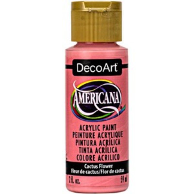 Vibrant 2oz Americana Acrylic paint in Cactus Flower, perfect for versatile art and craft projects with a durable matte finish.