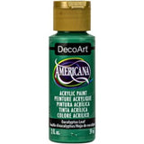 A 2oz bottle of Americana Acrylics in Eucalyptus Leaf, showcasing vibrant green suitable for various craft and art projects.