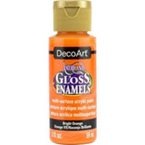 Bright orange acrylic paint in a 2oz bottle, perfect for multi-surface crafting and easy to clean with soap and water.