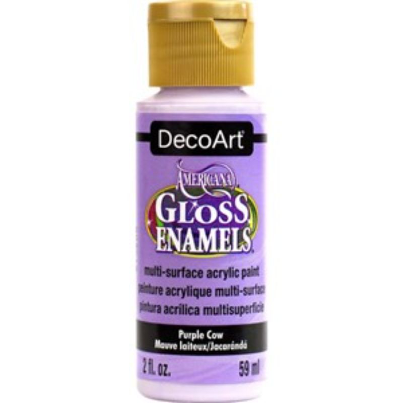 Vibrant Americana Gloss Enamel 2oz in Purple Cow, ideal for multi-surface crafting, ensuring a smooth, glossy finish.