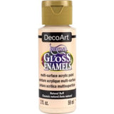 Americana Gloss Enamel 2oz in Natural Buff, a versatile, glossy acrylic paint for various craft surfaces.