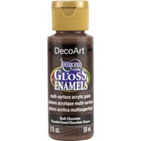 Product image of Americana Gloss Enamel in Dark Chocolat, a 2oz acrylic paint for versatile, glossy crafting on multiple surfaces.