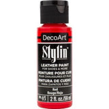 DecoArt Stylin 2oz Red fabric paint for refreshing leather, canvas, and creating custom colors with a flexible, durable finish.