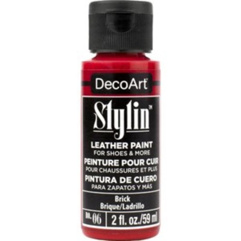 DecoArt Stylin 2oz Brick - Versatile acrylic paint for rejuvenating leather and canvas with a durable, flexible finish.