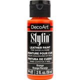 Vibrant 2oz orange acrylic paint for multi-surface crafting, ideal for customizing leather and canvas with durable finish.