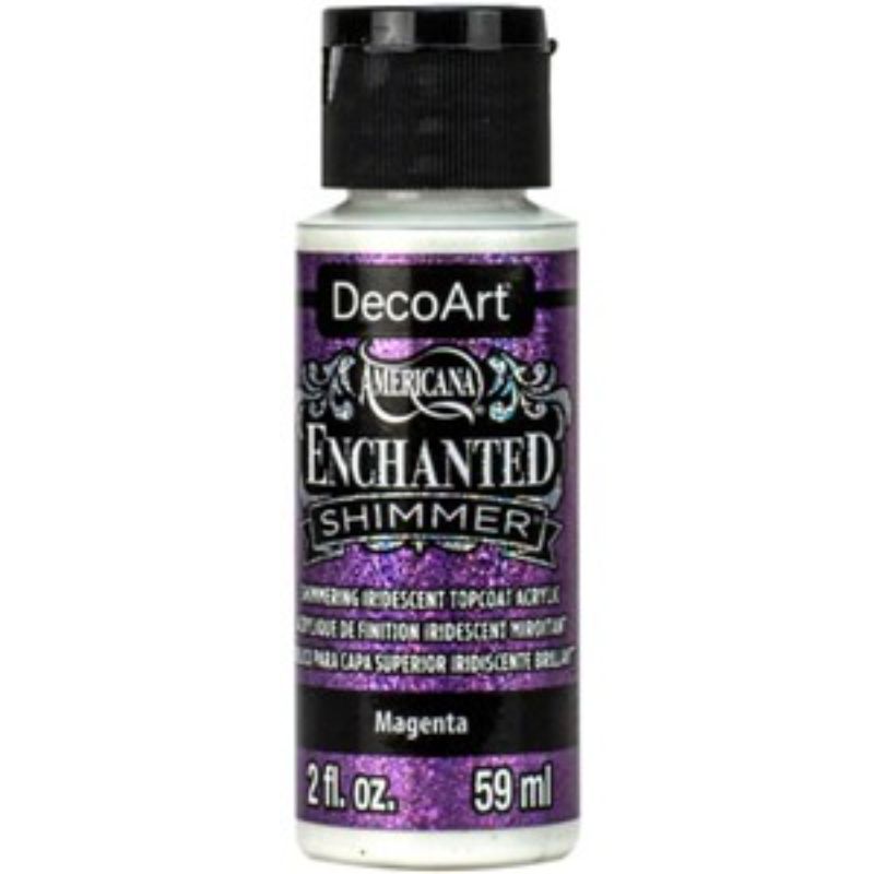 Vibrant 2oz Magenta shimmer paint with iridescent finish, perfect for crafting and enhancing artistic projects.