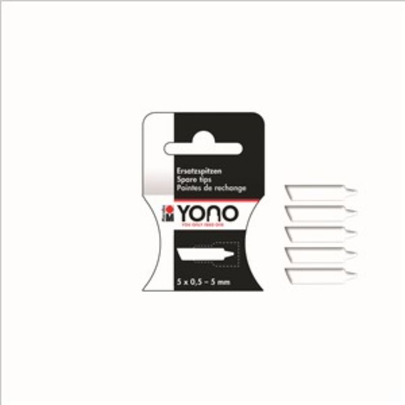 Marabu Yono Spare Nib Chisel Pack of 5 for YONO markers, featuring 0.5 to 5 mm tips for versatile creative projects.