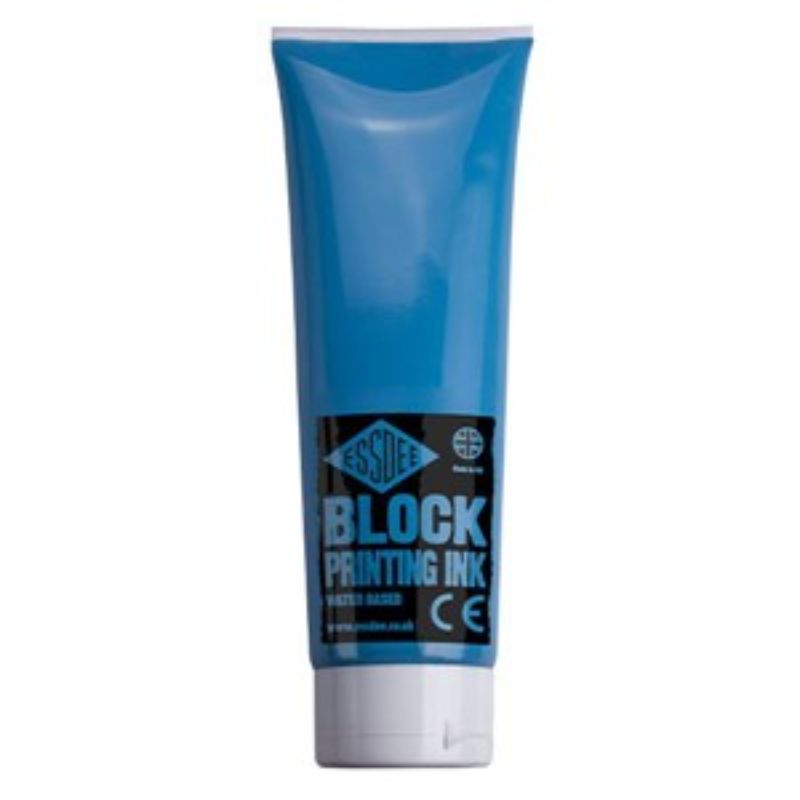 Essdee Block Print Ink 300ml in Fluo Blue, vibrant water-based ink for smooth coverage and vivid prints in block printing projects.