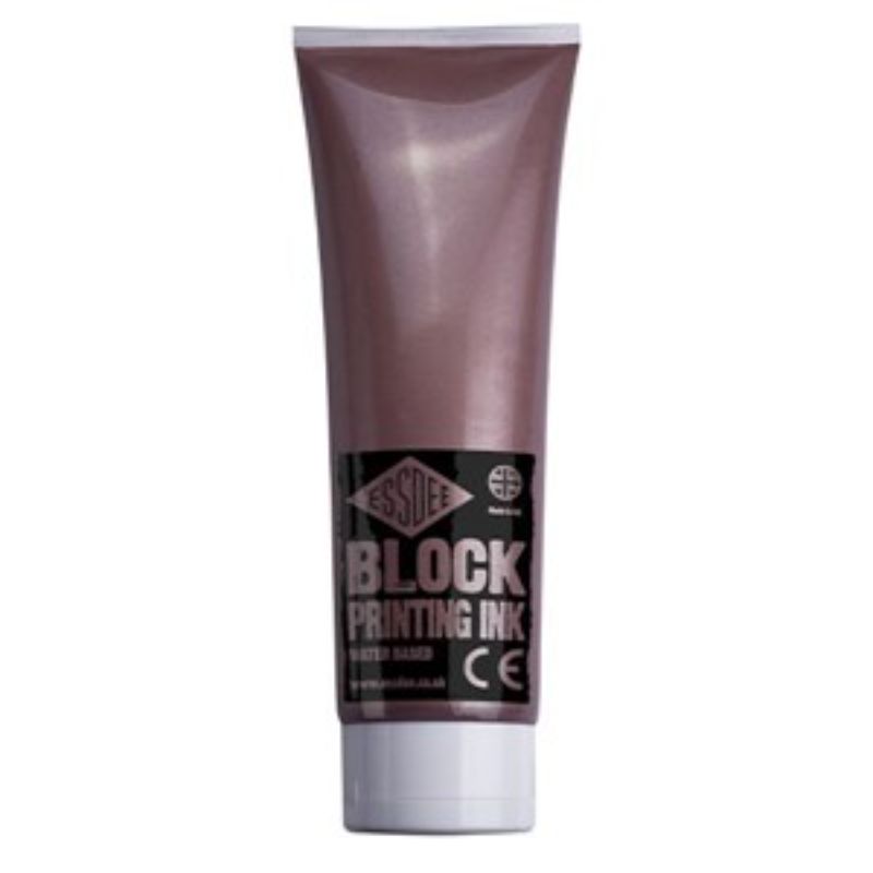 Essdee Block Print Ink 300ml in metallic bronze, offering smooth flow and vibrant coverage for block printing on various papers.