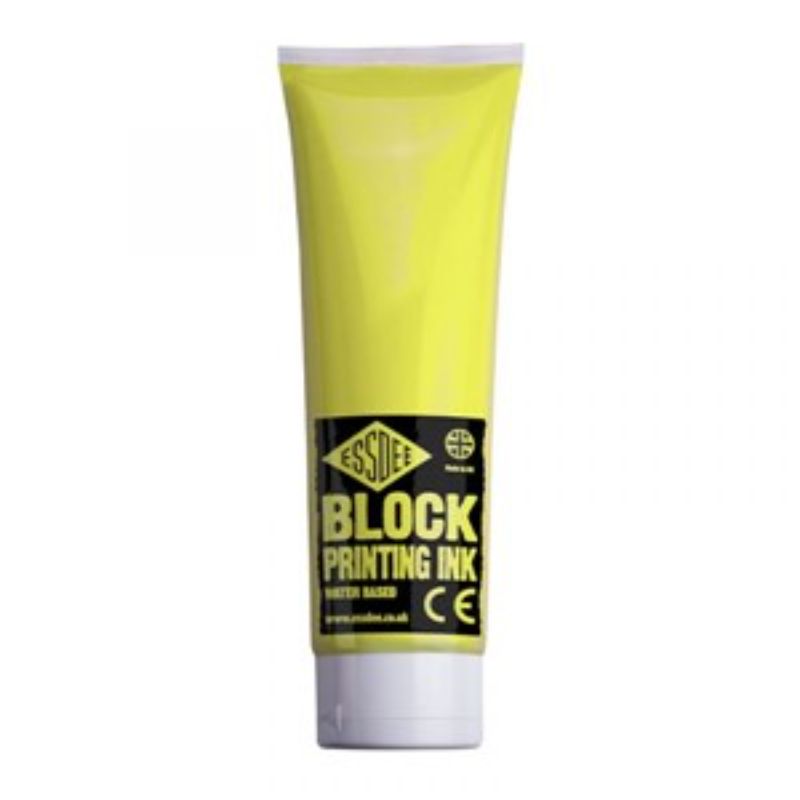 Vibrant 300ml lemon block print ink, water-based and non-toxic, ideal for artists and crafters seeking quality and coverage.