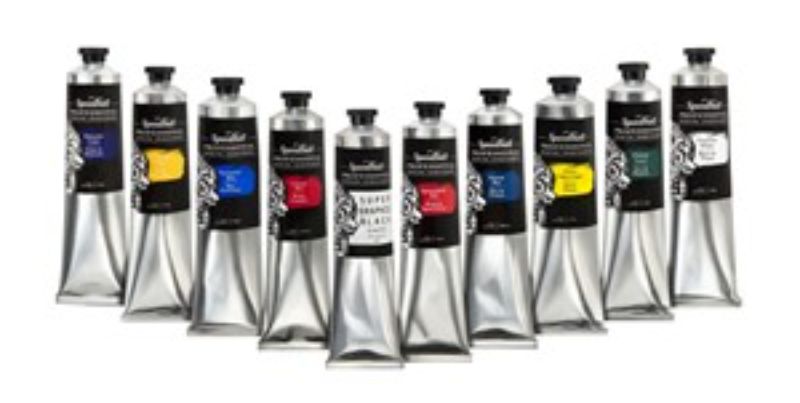 Speedball Pro Relief Ink in Titanium White, 8oz, ideal for vibrant, long-lasting prints and easy cleanup with soap and water.