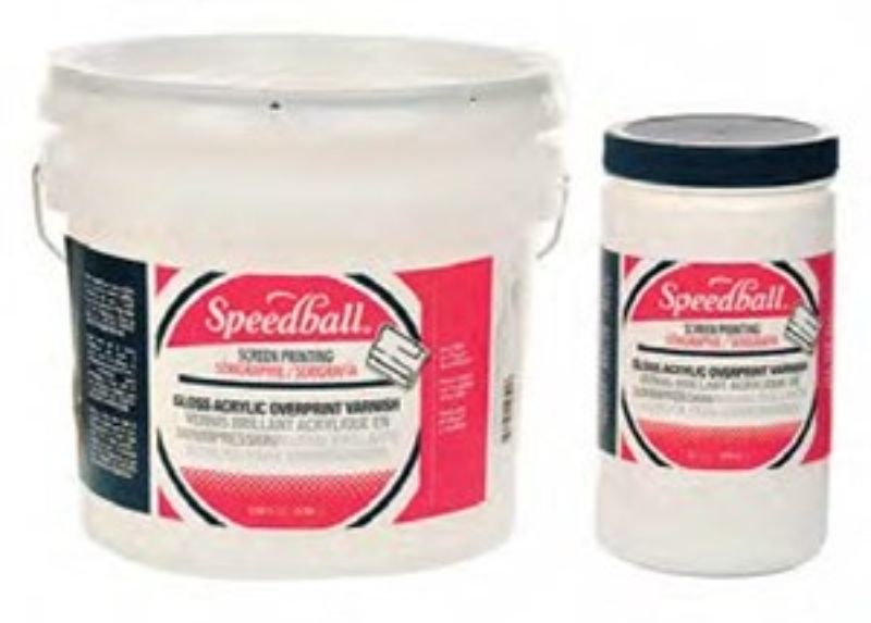 Speedball Gloss Ovrprnt Varnish 32oz, an acrylic varnish that protects prints with a durable, non-yellowing high-gloss finish.