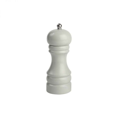 T&G Grey Capstan Pepper Mill (15cm) in Hevea wood with sleek grey gloss finish, ideal for enhancing culinary flavors.