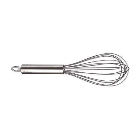 Cuisipro 20cm stainless steel balloon whisk with flexible wires and ergonomic handle, ideal for whipping egg whites and cream.