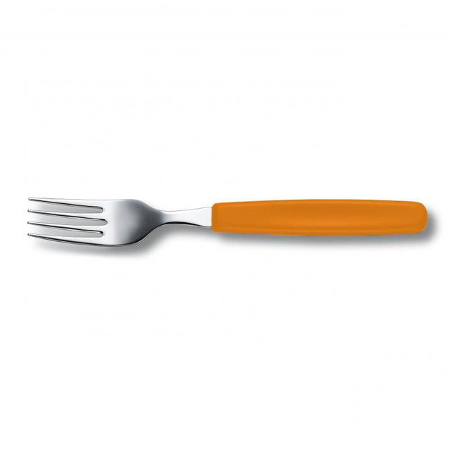 Victorinox Prof Fork with orange ergonomic handle, made from durable stainless steel, perfect for everyday dining.