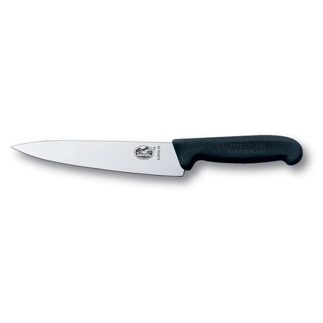 Victorinox Fibrox 19cm carving knife with ergonomic handle, high carbon stainless steel blade, ideal for slicing meats and vegetables.