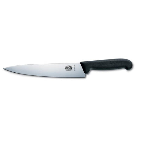 Victorinox Fibrox 22cm carving knife with high carbon stainless steel blade and ergonomic slip-resistant handle.