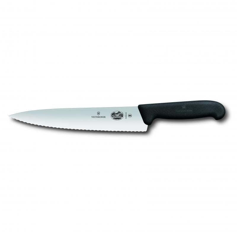 Victorinox Cooks Carving Knife Wavy Edge Fibrox 22cm | Black