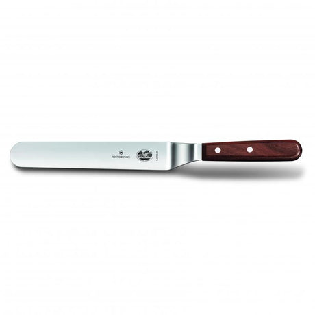 Victorinox 23cm offset spatula with rosewood handle, designed for easy spreading and precision in baking and cooking.