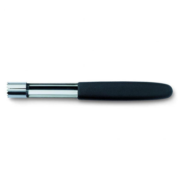 Sleek black Victorinox apple corer, 16cm, features durable steel and a comfortable nylon handle for effortless apple coring.