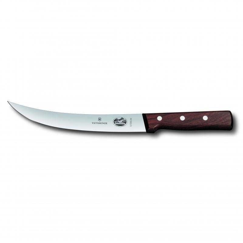 Victorinox 25cm breaking knife with curved narrow blade and ergonomic rosewood handle, perfect for precision cutting in the kitchen.