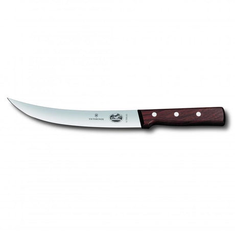 Victorinox 25cm breaking knife with curved narrow blade and ergonomic rosewood handle, perfect for precision cutting in the kitchen.