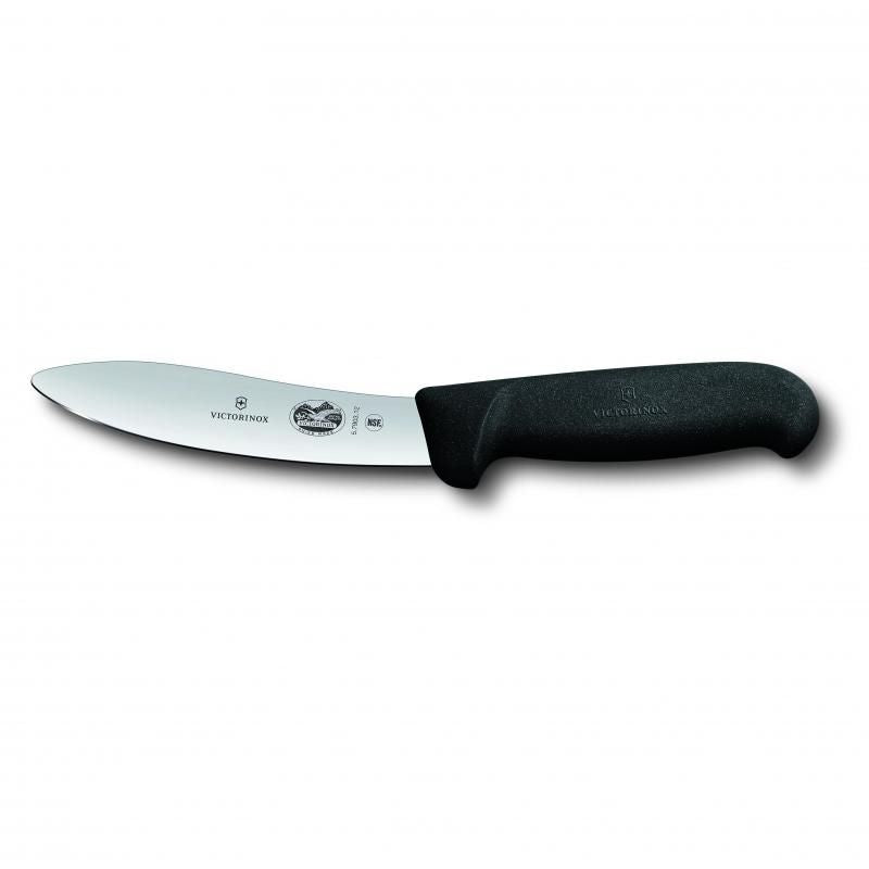 Victorinox lamb skinning knife with a 12cm narrow blade, featuring a Fibrox handle for precision and safety in meat preparation.