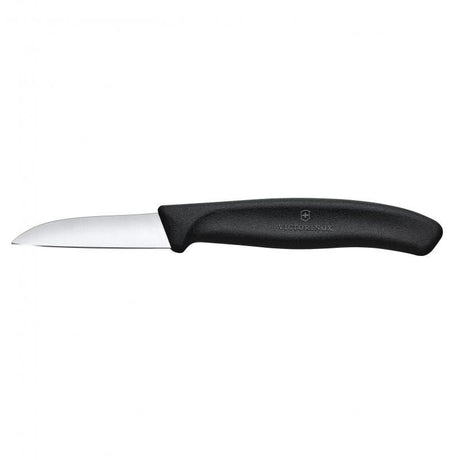 Victorinox Swiss Classic Paring Knife in black with a 6 cm straight-edged blade, ideal for precision slicing and peeling.