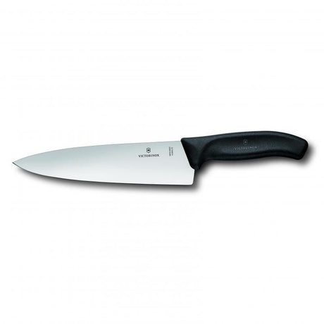 Victorinox 19cm cooks-carving knife with a wide high-carbon stainless steel blade and ergonomic black handle for precise slicing.