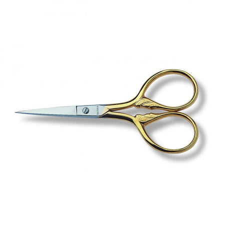 Gold-plated Victorinox embroidery scissors, 9cm, designed for precision cutting with a stylish and ergonomic silver finish.