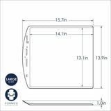 Aluminum baking sheet measuring 14x13 inches with raised edges for easy handling, perfect for cookies and sheet cakes.