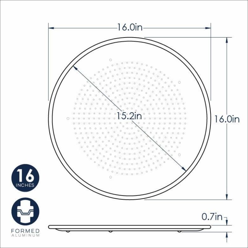 Nordic Ware Hot Air Pizza Crisper, 16-inch, natural aluminum, perforated for crispy crusts, perfect for homemade pizzas.