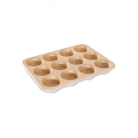 Nordic Ware 12-cup nonstick muffin pan for perfectly baked muffins, cupcakes, and mini quiches with easy cleanup.