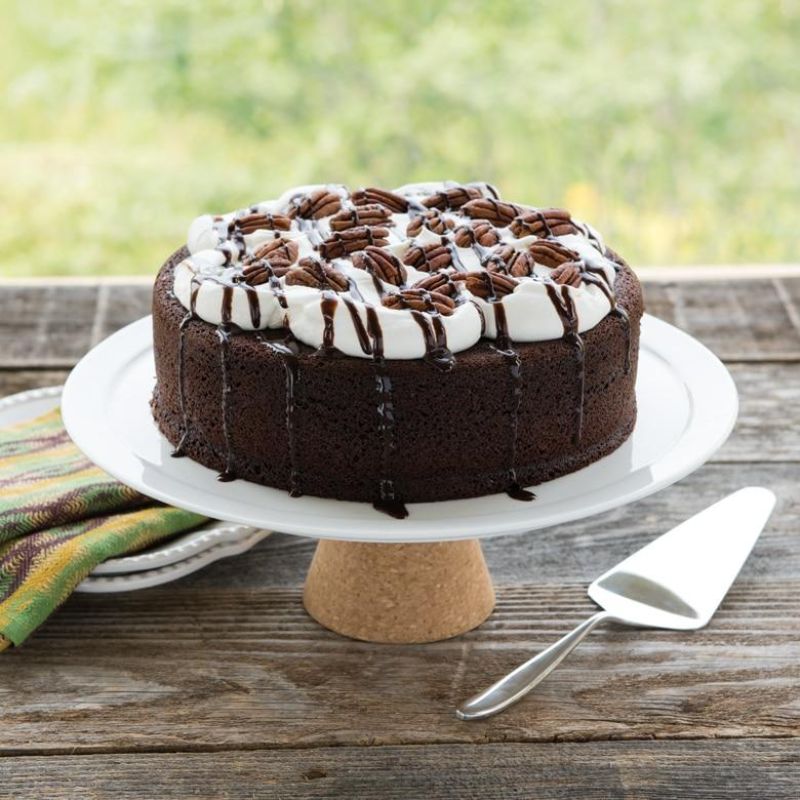 Nonstick 8-inch round layer cake pan for even baking, easy release, and cleanup; ideal for beautiful layer cakes.