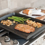 Nordic Ware Double Backsplash Griddle: durable cast aluminum, nonstick surface, sloped design, perfect for stovetops and outdoor grills.