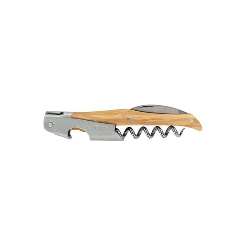 Elegant Verdier Prestige corkscrew in olive wood, featuring stainless steel bolsters, perfect for wine lovers and connoisseurs.