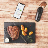 Wireless Bluetooth meat thermometer with app connectivity for precise cooking up to 60 meters away, suitable for all meats.