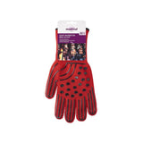 BBQ gloves offering 500-degree heat protection, silicone grip, ambidextrous design, and machine washable for easy cleaning.